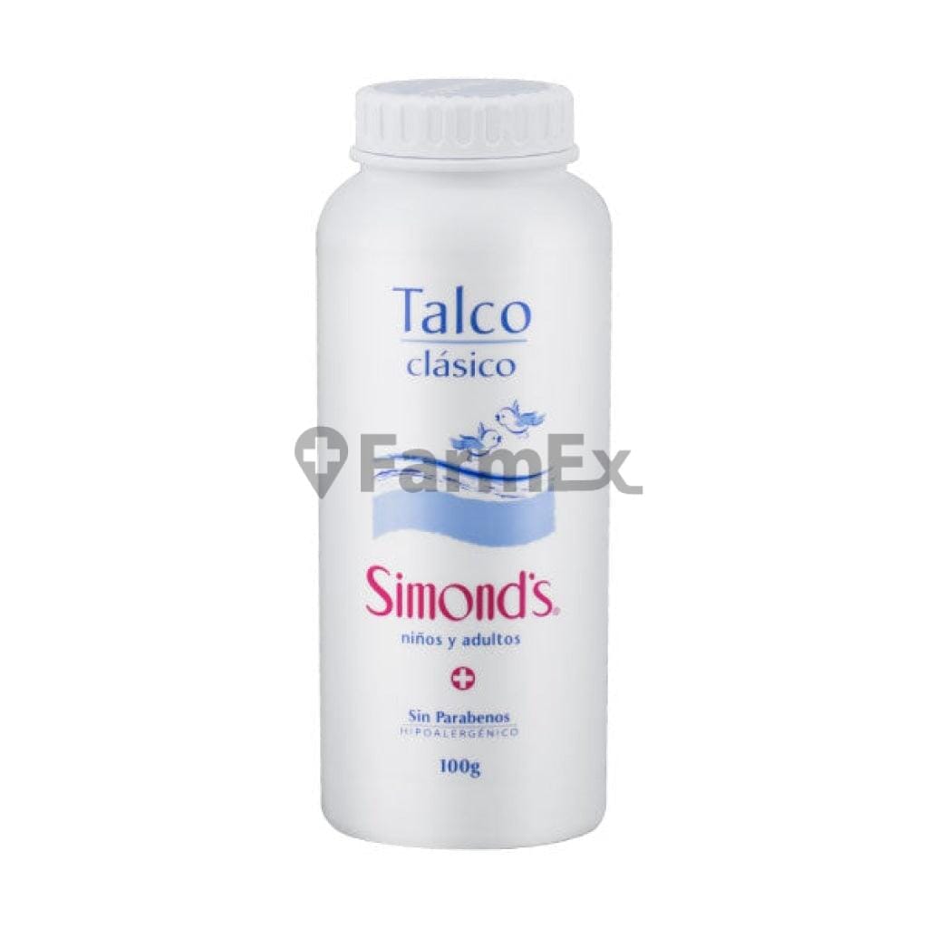 Talco clásico Simond's "Niños y adultos" x 100 g Farmex-Fonasa-Persistente